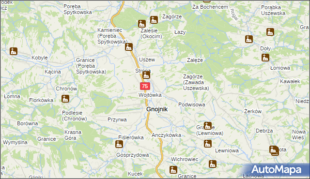 mapa Zawada Uszewska, Zawada Uszewska na mapie Targeo