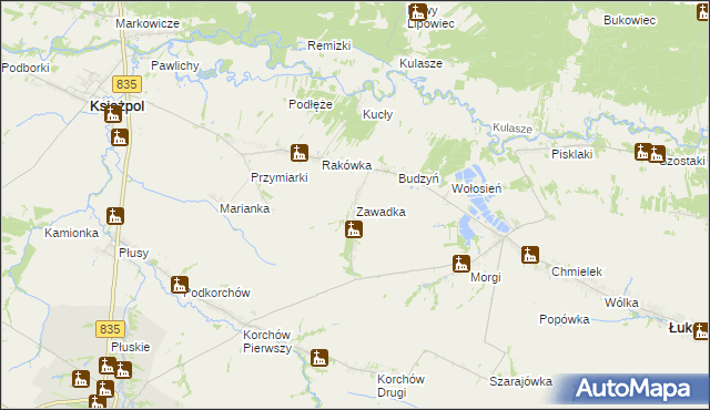 mapa Zawadka gmina Księżpol, Zawadka gmina Księżpol na mapie Targeo