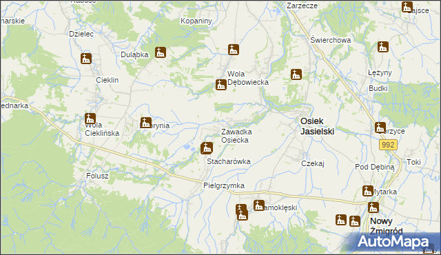 mapa Zawadka Osiecka, Zawadka Osiecka na mapie Targeo
