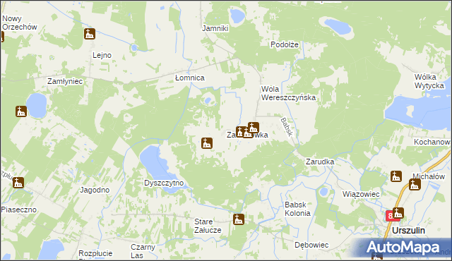 mapa Zawadówka gmina Urszulin, Zawadówka gmina Urszulin na mapie Targeo