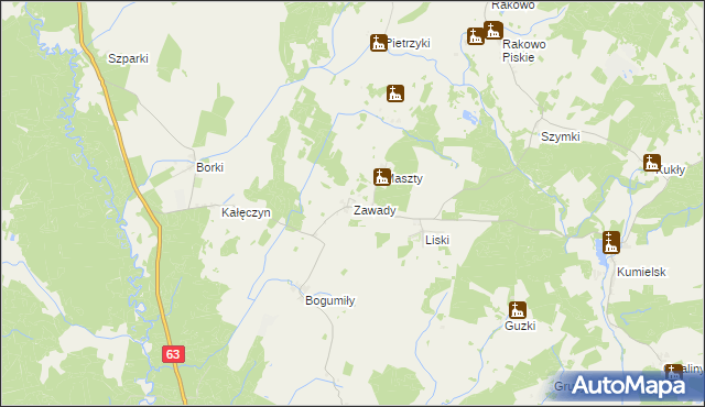 mapa Zawady gmina Pisz, Zawady gmina Pisz na mapie Targeo