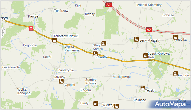 mapa Zawady gmina Zbuczyn, Zawady gmina Zbuczyn na mapie Targeo