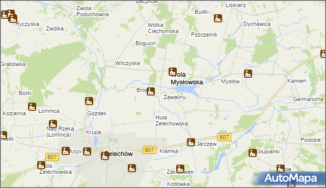 mapa Zawaliny, Zawaliny na mapie Targeo