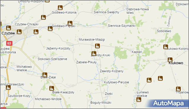 mapa Zawisty, Zawisty na mapie Targeo