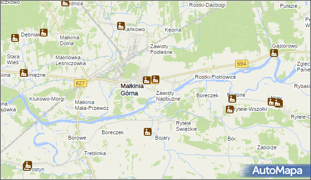 mapa Zawisty Nadbużne, Zawisty Nadbużne na mapie Targeo