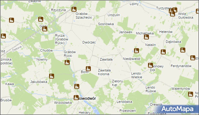 mapa Zawitała, Zawitała na mapie Targeo