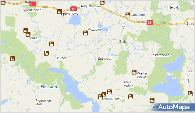 mapa Zazdrość gmina Iława, Zazdrość gmina Iława na mapie Targeo