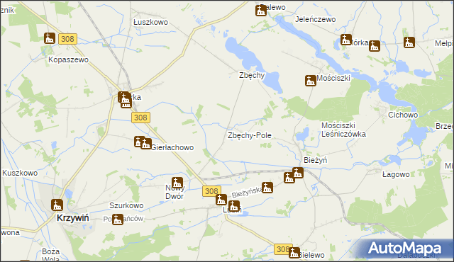 mapa Zbęchy-Pole, Zbęchy-Pole na mapie Targeo