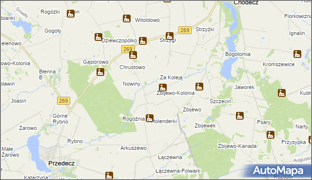 mapa Zbijewo-Kolonia, Zbijewo-Kolonia na mapie Targeo