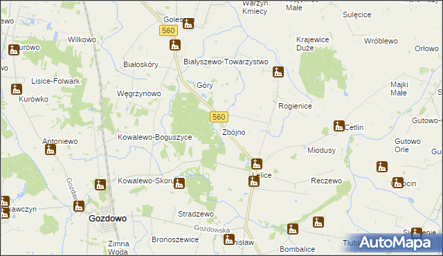 mapa Zbójno gmina Gozdowo, Zbójno gmina Gozdowo na mapie Targeo