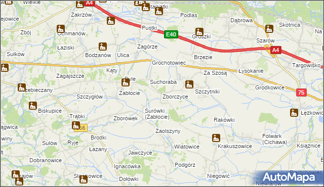 mapa Zborczyce, Zborczyce na mapie Targeo