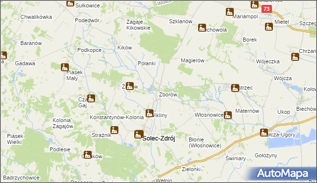 mapa Zborów gmina Solec-Zdrój, Zborów gmina Solec-Zdrój na mapie Targeo