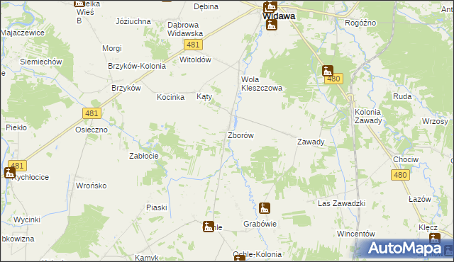 mapa Zborów gmina Widawa, Zborów gmina Widawa na mapie Targeo