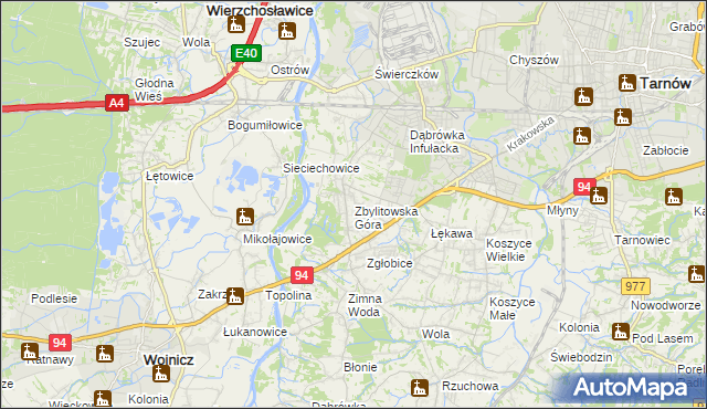 mapa Zbylitowska Góra, Zbylitowska Góra na mapie Targeo
