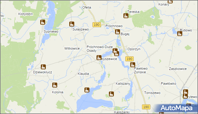 mapa Zbyszewice, Zbyszewice na mapie Targeo