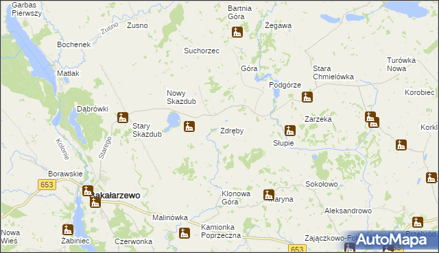 mapa Zdręby, Zdręby na mapie Targeo