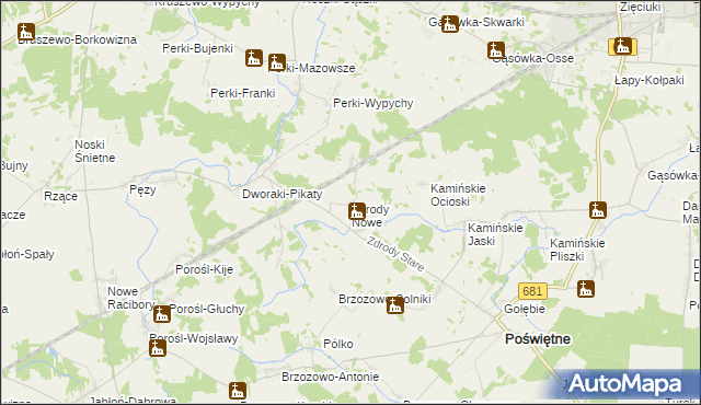 mapa Zdrody Nowe, Zdrody Nowe na mapie Targeo