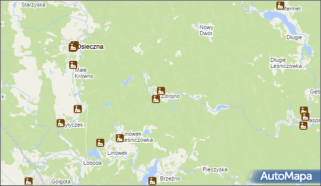 mapa Zdrójno gmina Osieczna, Zdrójno gmina Osieczna na mapie Targeo