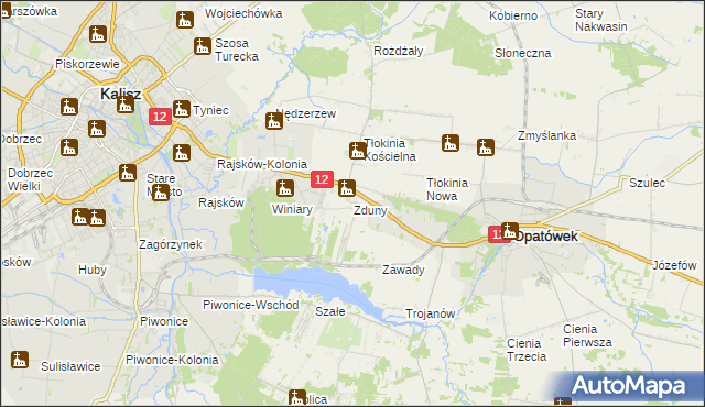 mapa Zduny gmina Opatówek, Zduny gmina Opatówek na mapie Targeo