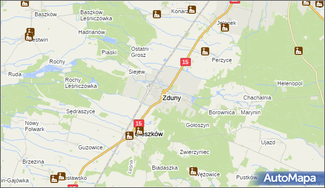 mapa Zduny powiat krotoszyński, Zduny powiat krotoszyński na mapie Targeo