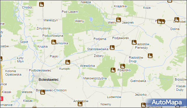 mapa Żdżary gmina Bolesławiec, Żdżary gmina Bolesławiec na mapie Targeo