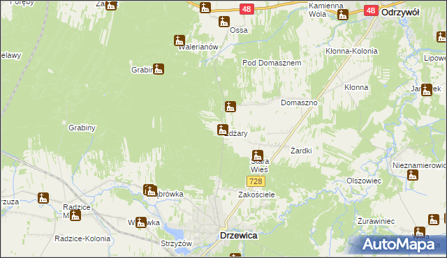 mapa Żdżary gmina Drzewica, Żdżary gmina Drzewica na mapie Targeo