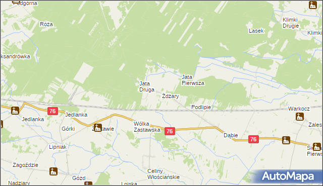 mapa Żdżary gmina Łuków, Żdżary gmina Łuków na mapie Targeo