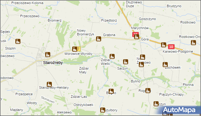 mapa Zdziar Wielki, Zdziar Wielki na mapie Targeo