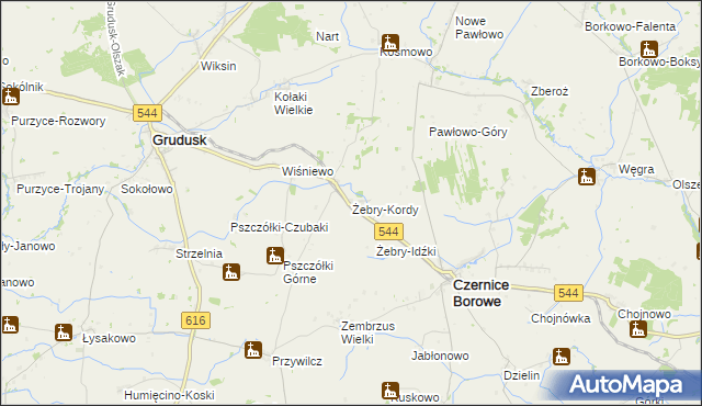 mapa Żebry-Kordy, Żebry-Kordy na mapie Targeo