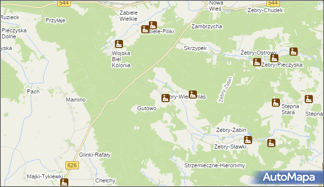 mapa Żebry-Wierzchlas, Żebry-Wierzchlas na mapie Targeo