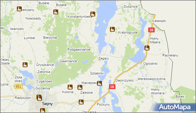 mapa Żegary, Żegary na mapie Targeo