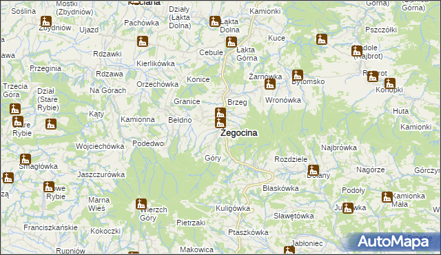 mapa Żegocina, Żegocina na mapie Targeo