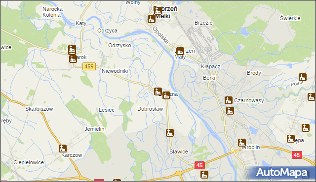 mapa Żelazna gmina Dąbrowa, Żelazna gmina Dąbrowa na mapie Targeo