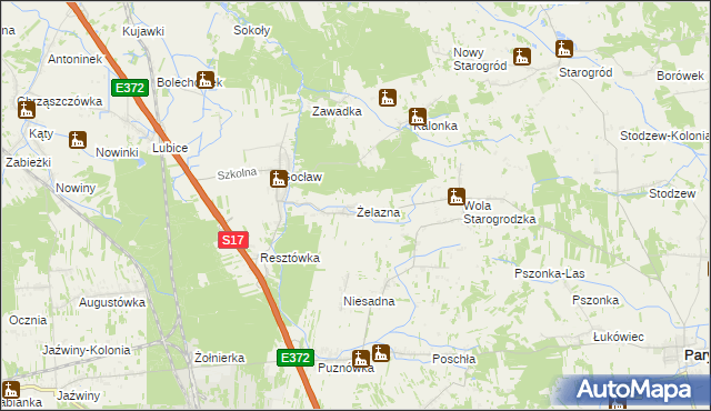 mapa Żelazna gmina Pilawa, Żelazna gmina Pilawa na mapie Targeo