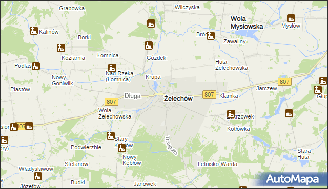 mapa Żelechów powiat garwoliński, Żelechów powiat garwoliński na mapie Targeo