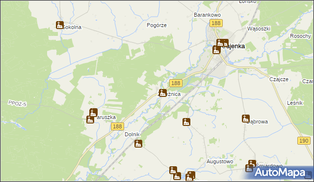 mapa Żeleźnica gmina Krajenka, Żeleźnica gmina Krajenka na mapie Targeo