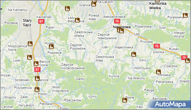 mapa Żeleźnikowa Mała, Żeleźnikowa Mała na mapie Targeo