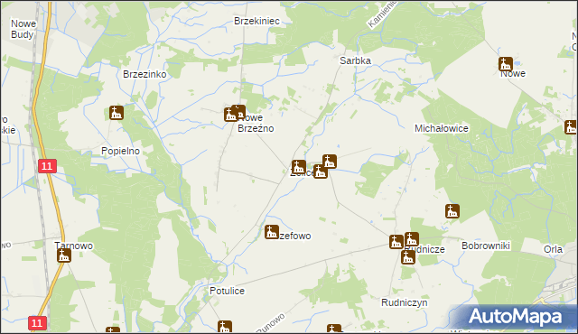 mapa Żelice gmina Wągrowiec, Żelice gmina Wągrowiec na mapie Targeo