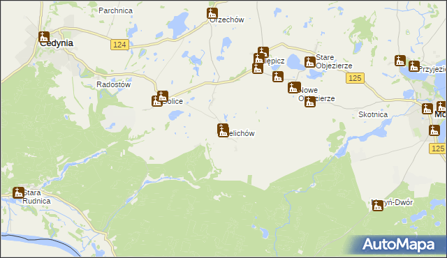 mapa Żelichów gmina Cedynia, Żelichów gmina Cedynia na mapie Targeo