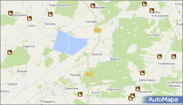 mapa Żelizna, Żelizna na mapie Targeo