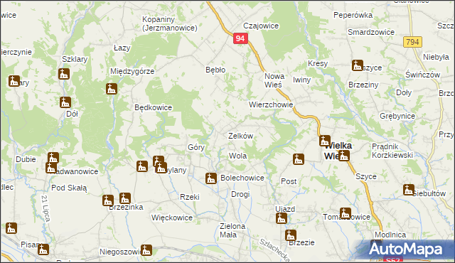 mapa Zelków, Zelków na mapie Targeo