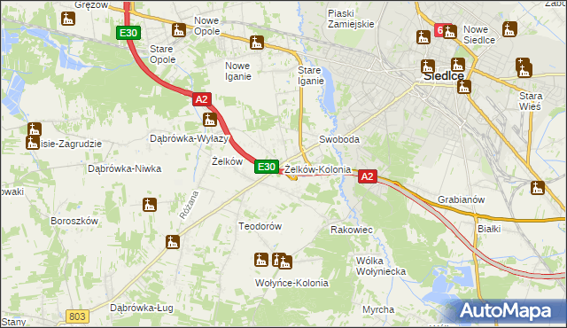 mapa Żelków-Kolonia, Żelków-Kolonia na mapie Targeo