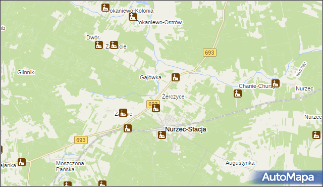 mapa Żerczyce, Żerczyce na mapie Targeo