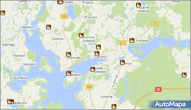 mapa Żerdno, Żerdno na mapie Targeo