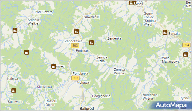 mapa Żernica Niżna, Żernica Niżna na mapie Targeo