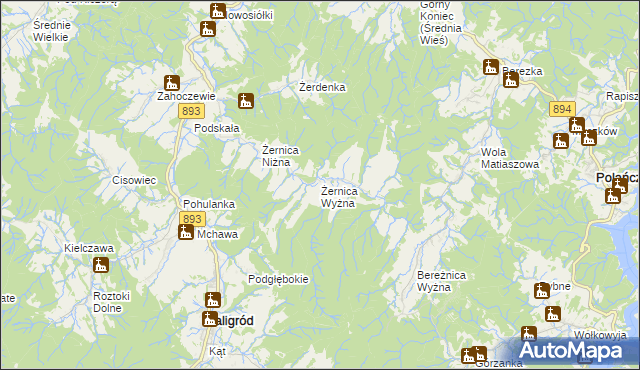 mapa Żernica Wyżna, Żernica Wyżna na mapie Targeo