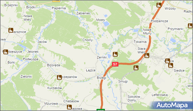 mapa Żerniki gmina Sobków, Żerniki gmina Sobków na mapie Targeo