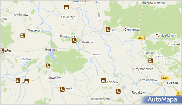 mapa Żerniki gmina Żerków, Żerniki gmina Żerków na mapie Targeo