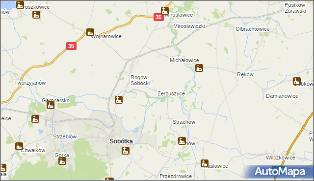 mapa Żerzuszyce, Żerzuszyce na mapie Targeo