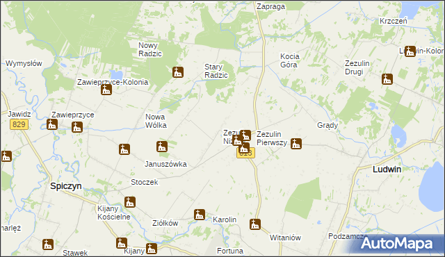 mapa Zezulin Niższy, Zezulin Niższy na mapie Targeo